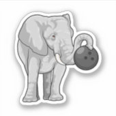 Elephant bij Bowling met Bowling ball Sticker (Voorkant)