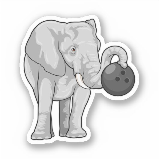 Elephant bij Bowling met Bowling ball Sticker (Voorkant)