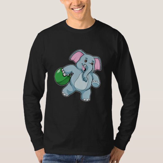 Elephant bij Bowling met Bowling ball T-shirt (Voorkant)