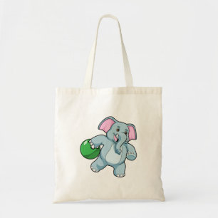 Elephant bij Bowling met Bowling ball Tote Bag