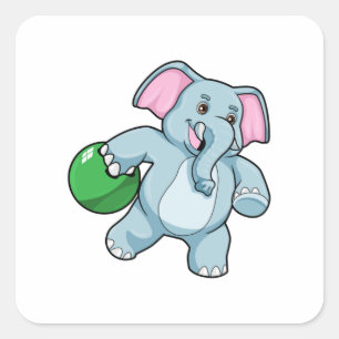 Elephant bij Bowling met Bowling ball Vierkante Sticker