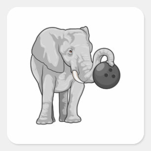 Elephant bij Bowling met Bowling ball Vierkante Sticker