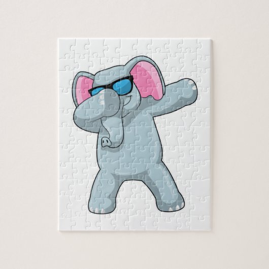 Elephant bij Hip Hop Dance Dab Legpuzzel (Verticaal)