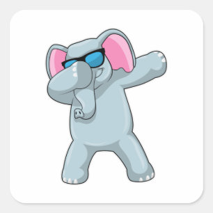 Elephant bij Hip Hop Dance Dab Vierkante Sticker