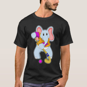Elephant bij Hockey met Hockey bat T-shirt