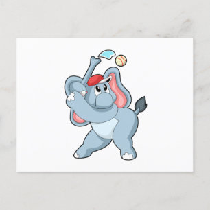 Elephant bij honkbal briefkaart