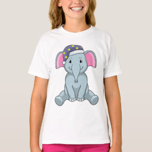 Elephant bij slaapstand met nachtelijk pet t-shirt