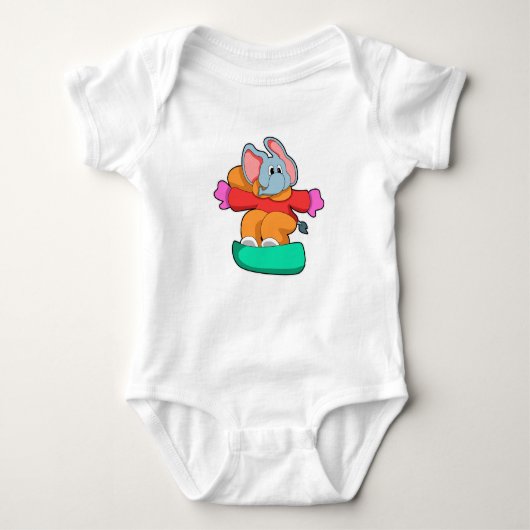 Elephant bij Snowboarding met Snowboard Romper (Voorkant)