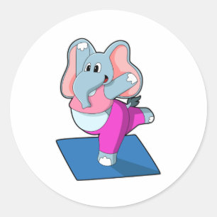 Elephant bij Yoga Stretching-oefeningen Ronde Sticker
