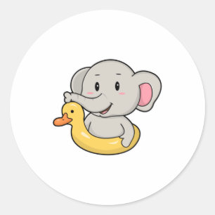 Elephant bij zwemmen met Swim-ring Ronde Sticker