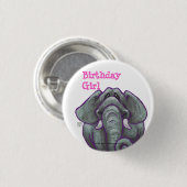 Elephant Birthday Girl Button (Voorkant /achterkant)