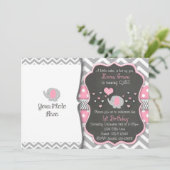 Elephant Birthday Invitation| Chalkboard Invite Kaart (Staand voorkant)