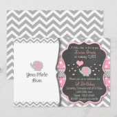 Elephant Birthday Invitation| Chalkboard Invite Kaart (Voorkant / Achterkant)