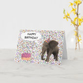 Elephant Birthday Kaart (Gele Bloem)