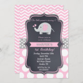 Elephant Birthday Party Invitations Kaart (Voorkant / Achterkant)
