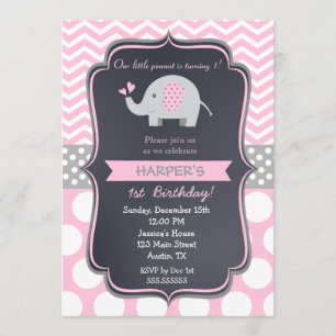Elephant Birthday Party Invitations Kaart