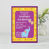 Elephant Birthday Party Kaart (Staand voorkant)