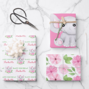 Elephant Birthday Wrapping Paper Sheets