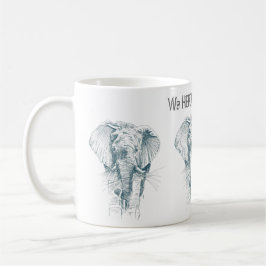 Elephant black ink tekening Funny gezegde Koffiemok