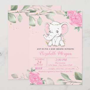 Elephant, bladeren, Baby, Florenz Baby shower Kaart