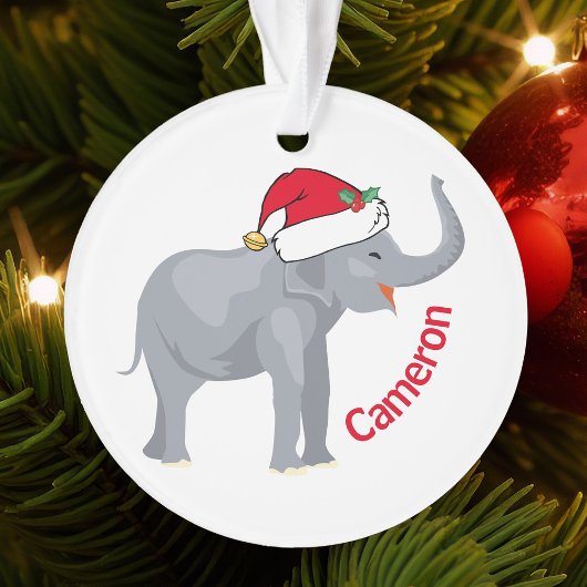 Eléphant blanc mignon à Santa Hat Noël personnalis