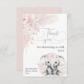 Elephant Blash roze ventilator Boho Baby shower Bedankkaart (Voorkant / Achterkant)