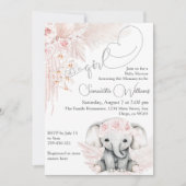 Elephant Blash roze ventilator Boho Baby shower Kaart (Voorkant)