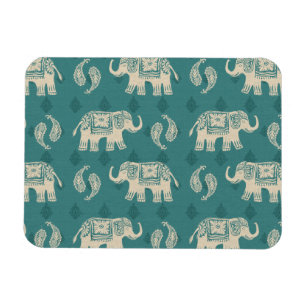 Elephant Blauwgroen Caravan Pattern Magneet