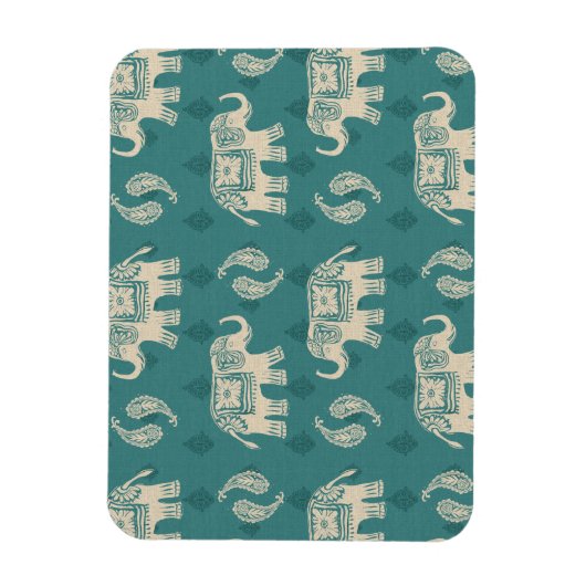 Elephant Blauwgroen Caravan Pattern Magneet (Verticaal)
