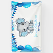 Eléphant bleu avec ballons Bannière Douche (Vertical)