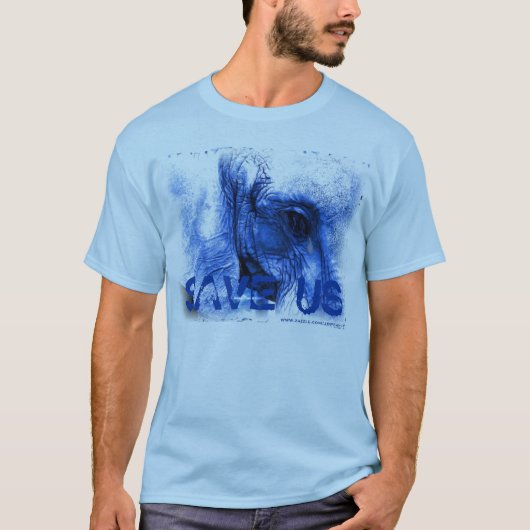 éléphant bleu avec déchirure SAVE T-shirt US (Devant)