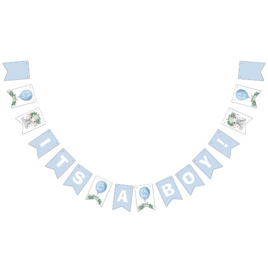 Eléphant Bleu Balloon C'Est Un Garçon Drapeaux De  (Tout)