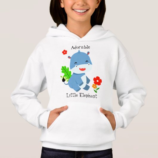 Eléphant Bleu Cute Avec Fleurs Rouges (Devant)