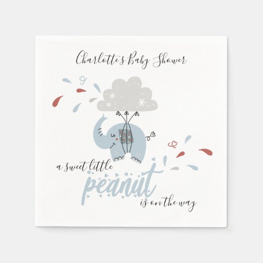 Elephant Blue Cute Boy's Baby shower Napkins Servet (Voorkant)