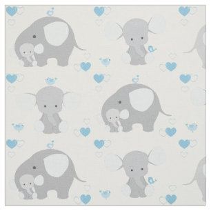 Elephant Blue Gray Safari Animals Nursery Baby Boy Stof