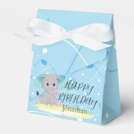 Elephant Blue hart Birthday Boy Favor Box Bedankdoosjes