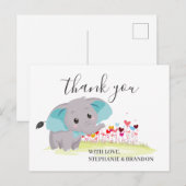 Elephant Blue Heart Balloons Hartelijk dank Briefkaart (Voorkant / Achterkant)