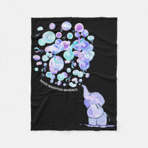 Elephant Blue Paarse Loons Zelfmoordpreventie AWA Fleece Deken