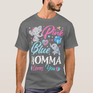 Elephant Blue Pink Momma houdt van je zwangerschap T-shirt