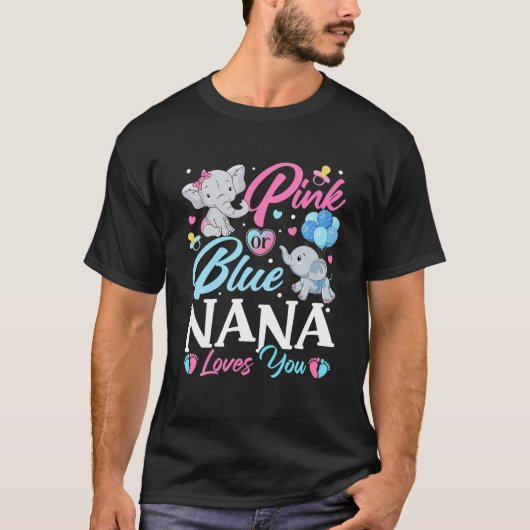 Elephant Blue Pink Nana houdt van je zwangerschap T-shirt (Voorkant)