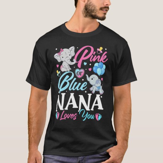 Elephant Blue Pink Nana houdt van je zwangerschap T-shirt (Voorkant)