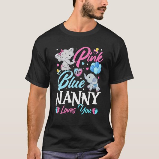 Elephant Blue Pink Nanny houdt van je zwangerschap T-shirt (Voorkant)