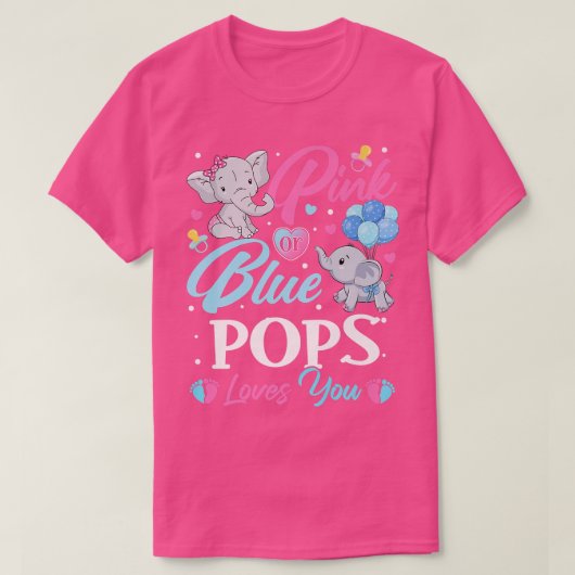 Elephant Blue Pink POPPEN houden van je zwangersch T-shirt (Design voorkant)