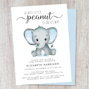 Elephant Blue Waterverf Baby Boy Sprinkle Kaart