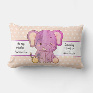 Elephant Boho Peach Pink Baby Stats Nursery Kussen