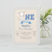 Elephant Boy 1er Anniversaire Invitation (Debout devant)