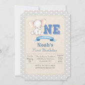 Elephant Boy 1er Anniversaire Invitation (Devant)