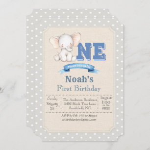 Elephant Boy 1er Anniversaire Invitation