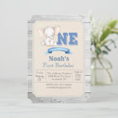 Elephant Boy 1er Anniversaire Invitation (Debout devant)