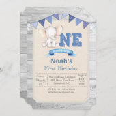 Elephant Boy 1er Anniversaire Invitation (Devant / Derrière)